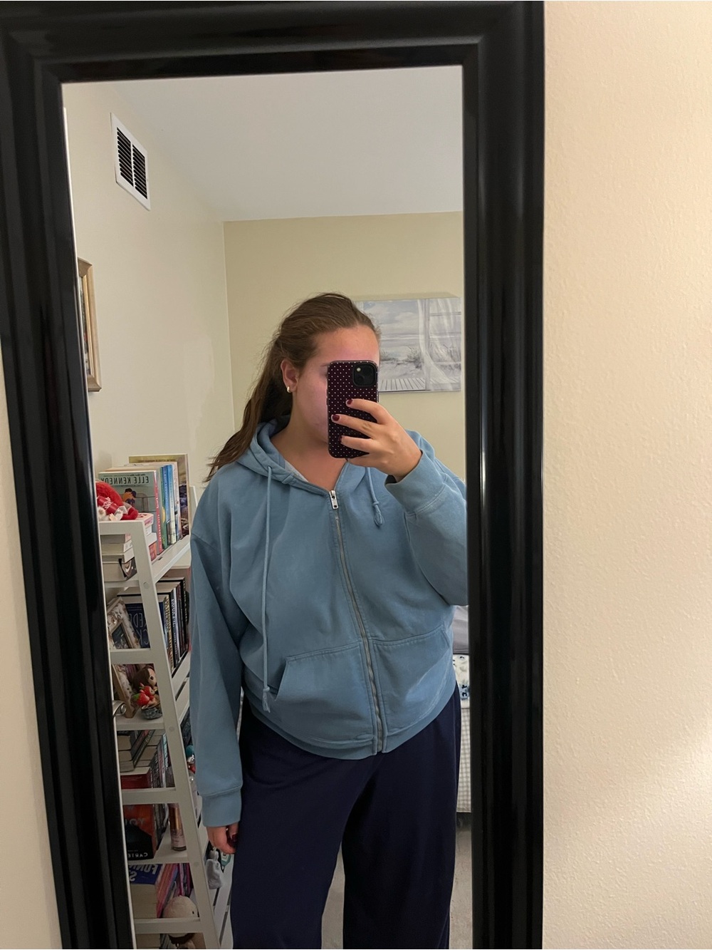 Brandy Melville Light Blue Women's Zip-Up Hoodie
